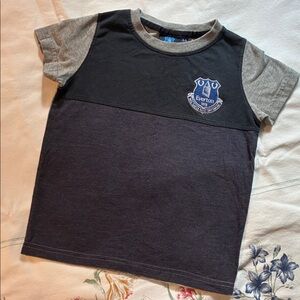 Everton logo Kids Black and Gray T-Shirt